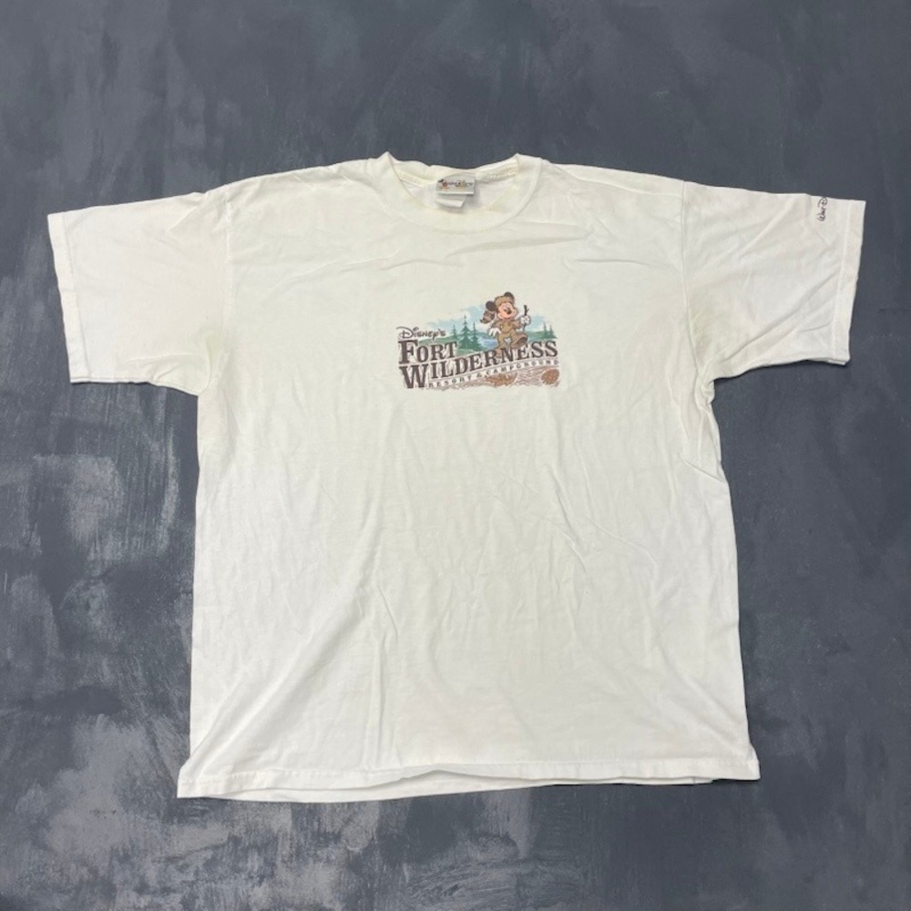 Vintage Fort Wilderness Mickey Mouse T Shirt Men XL White 90s Walt Disney World